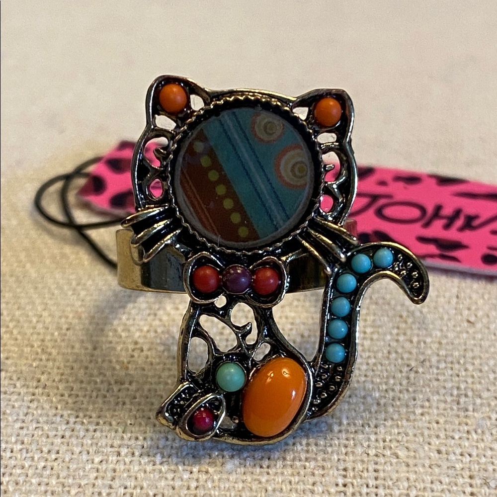 Betsey Johnson Multicolor Cat Ring for Kids